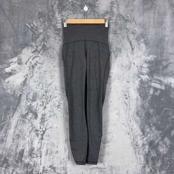 Lululemon Train Times 7/8 Pant 25” Heathered Black Women’s Size 2 W5AOPS - Picture 1 of 9